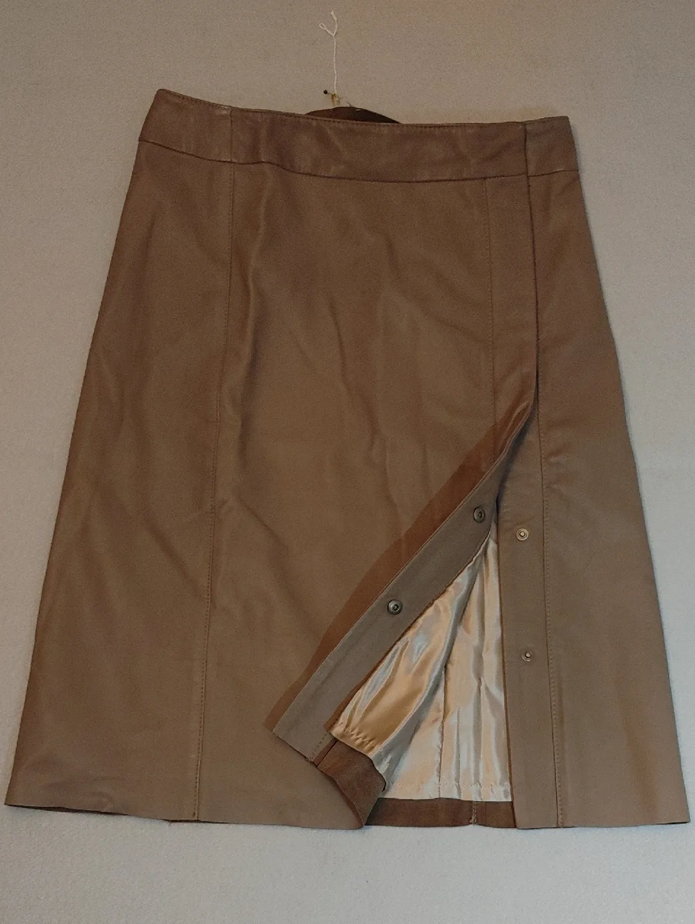 Iris & Ink Taupe Lamb Leather A-Line Skirt Size 6 - Picture 1 of 16